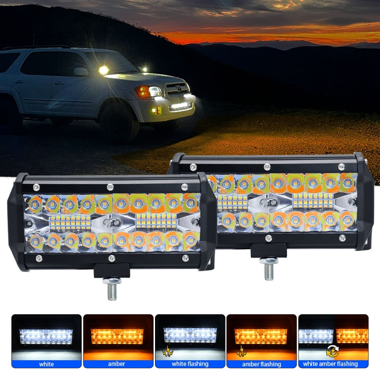 7 inch 15W 3 Row Car LED Strip Light Working Refit Off-road Vehicle Lamp Roof Strip Light with Yellow White Flash - In Car by buy2fix | Online Shopping UK | buy2fix