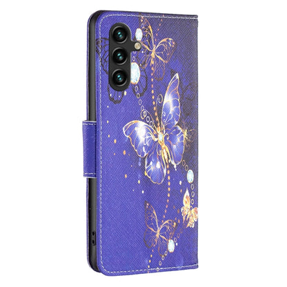 For Samsung Galaxy A14 5G Colored Drawing Pattern Leather Phone Case(Purple Butterfly) - Galaxy Phone Cases by buy2fix | Online Shopping UK | buy2fix