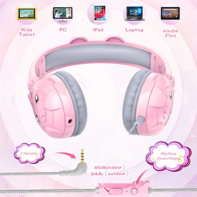 SoulBytes S31 Kids Wired Over-Ear Earphone with Microphone, Length: 1.5m(Pink) - Multimedia Headset by Soulbytes | Online Shopping UK | buy2fix