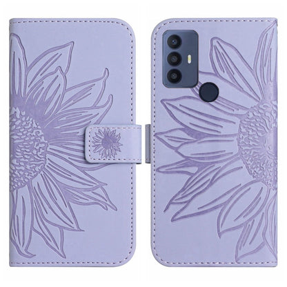 For TCL 30 SE/30E/306/305 Skin Feel Sun Flower Pattern Flip Leather Phone Case with Lanyard(Purple) - More Brand by buy2fix | Online Shopping UK | buy2fix
