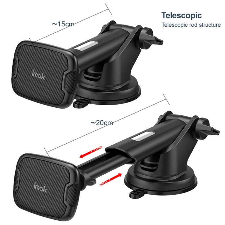 IMAK C5-X4 Telescopic Rod Magnetic Car Holder(Black) - In Car by imak | Online Shopping UK | buy2fix