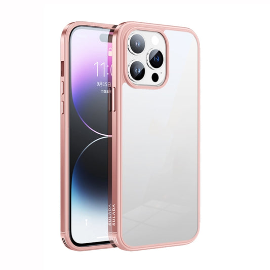 For iPhone 14 Pro SULADA Metal Frame + Nano Glass + TPU Phone Case(Pink) - iPhone 14 Pro Cases by SULADA | Online Shopping UK | buy2fix