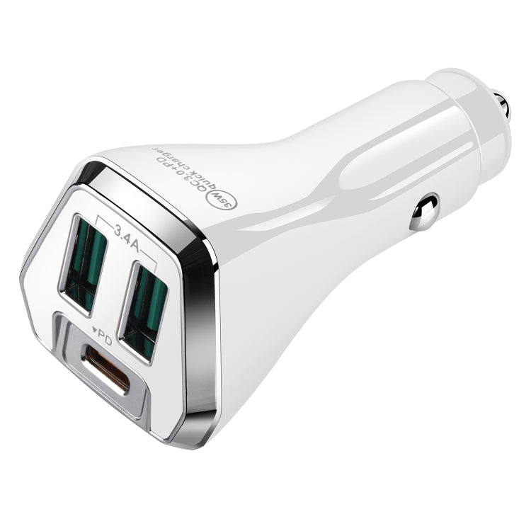 ACC-320PD 35W Dual USB+USB-C/Type-C Fast Charge Car Charger(White) - In Car by buy2fix | Online Shopping UK | buy2fix