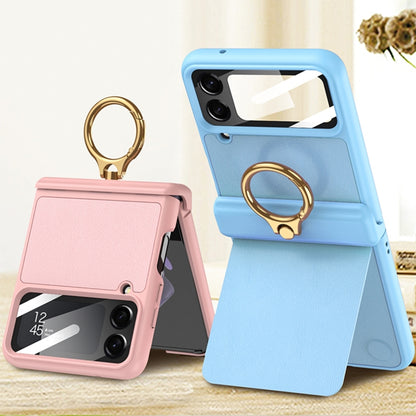 For Samsung Galaxy Z Flip4 GKK Magnetic Fold Hinge Full Coverage Phone Case with Ring Holder(Blue) - Galaxy Z Flip4 5G Cases by GKK | Online Shopping UK | buy2fix