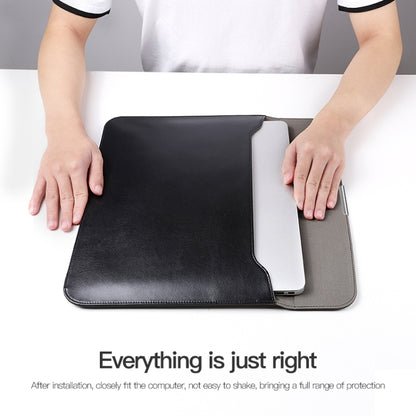 For 15 / 15.4 / 16 inch Laptop Ultra-thin Leather Laptop Sleeve(Black) - 15.6 - 17 inch by buy2fix | Online Shopping UK | buy2fix