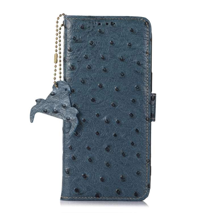 For Google Pixel 7 Pro Ostrich Pattern Genuine Leather RFID Phone Case(Blue) - Google Cases by buy2fix | Online Shopping UK | buy2fix