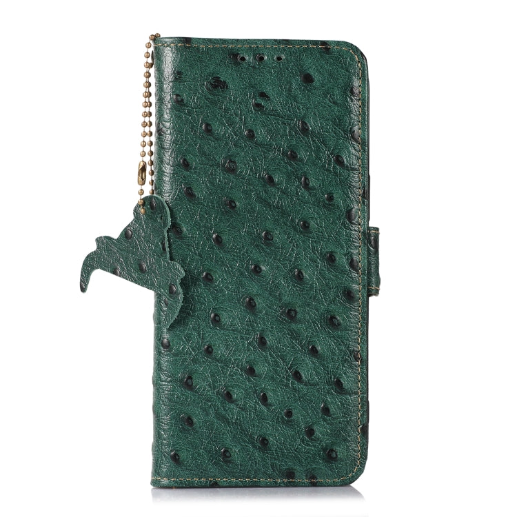 For Google Pixel 7 Ostrich Pattern Genuine Leather RFID Phone Case(Green) - Google Cases by buy2fix | Online Shopping UK | buy2fix