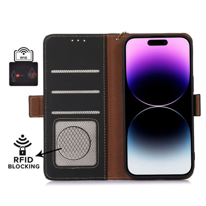 For Samsung Galaxy S22 5G Genuine Leather Magnetic RFID Leather Phone Case(Black) - Galaxy S22 5G Cases by buy2fix | Online Shopping UK | buy2fix