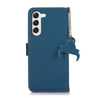 For Samsung Galaxy S22 5G Genuine Leather Magnetic RFID Leather Phone Case(Blue) - Galaxy S22 5G Cases by buy2fix | Online Shopping UK | buy2fix