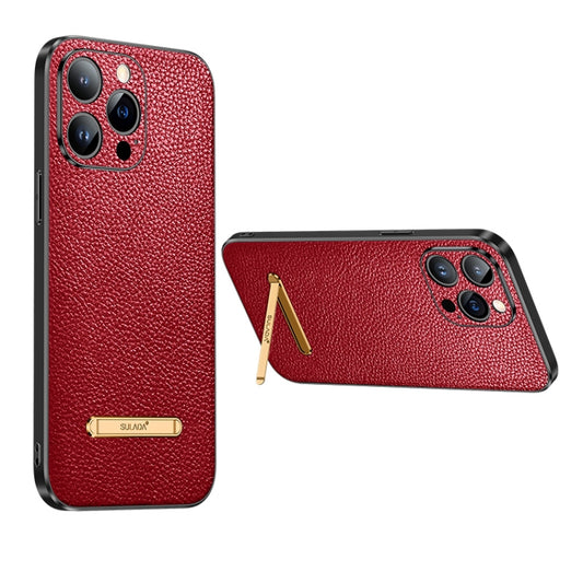 For iPhone 13 SULADA Invisible Bracket Leather Back Cover Phone Case(Red) - iPhone 13 Cases by SULADA | Online Shopping UK | buy2fix