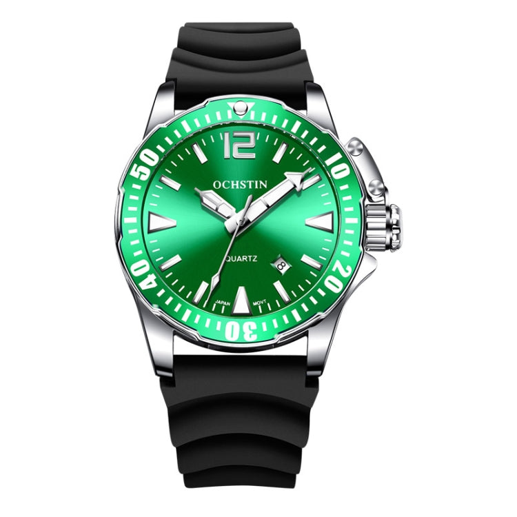 OCHSTIN 7002A Multifunctional Quartz Waterproof Luminous Men Watch(Silver+Green) - Silicone Strap Watches by OCHSTIN | Online Shopping UK | buy2fix