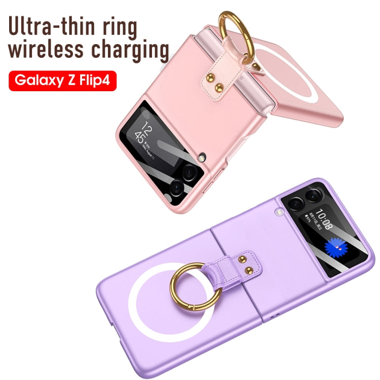 For Samsung Galaxy Z Flip4 GKK MagSafe Ultrathin Integrated Shockproof Phone Case with Ring Holder(White) - Galaxy Z Flip4 5G Cases by GKK | Online Shopping UK | buy2fix