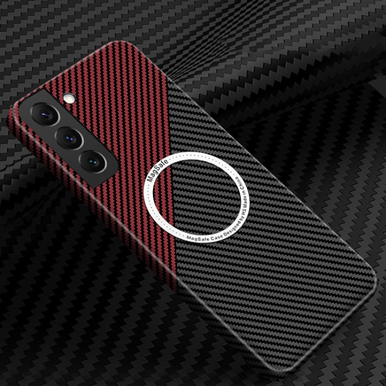 For Samsung Galaxy S23+ 5G Carbon Fiber Texture MagSafe Magnetic Phone Case(Black Red) - Galaxy S23+ 5G Cases by buy2fix | Online Shopping UK | buy2fix