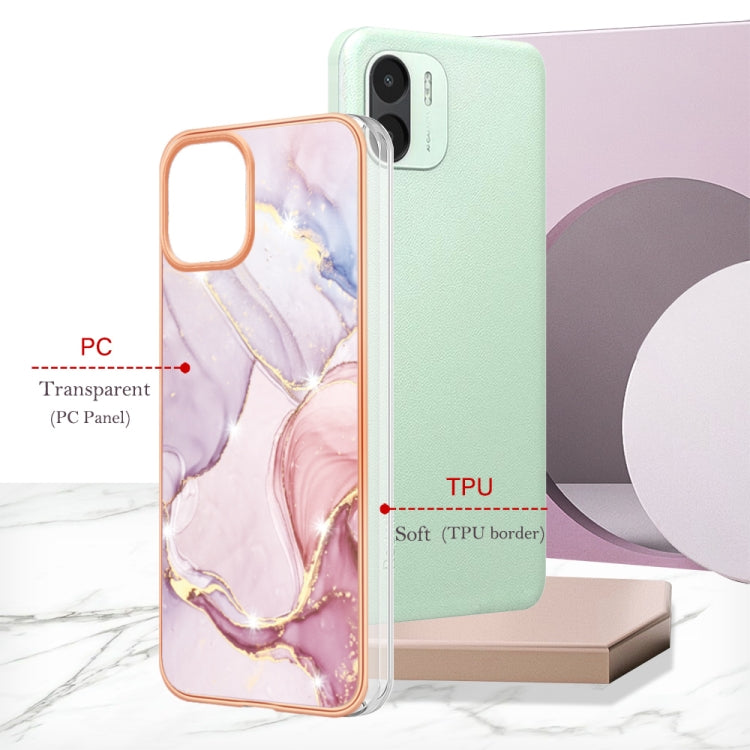 For Xiaomi Redmi A1 Electroplating Marble Dual-side IMD Phone Case(Rose Gold 005) - Xiaomi Cases by buy2fix | Online Shopping UK | buy2fix