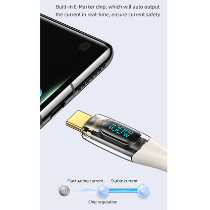 USAMS Type-C to Type-C PD100W Aluminum Alloy Transparent Digital Display Fast Charge Data Cable, Cable Length:1.2m(Purple) - USB-C & Type-C Cable by USAMS | Online Shopping UK | buy2fix