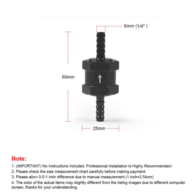 6mm Car  Aluminium Alloy Fuel Petrol One Way Non Return Check Valve - In Car by buy2fix | Online Shopping UK | buy2fix