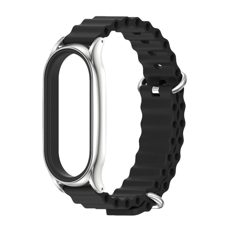 For Xiaomi Mi Band 7 / 7 NFC MIJOBS PLUS Marine Silicone Breathable Watch Band(Black Silver) - Watch Bands by MIJOBS | Online Shopping UK | buy2fix