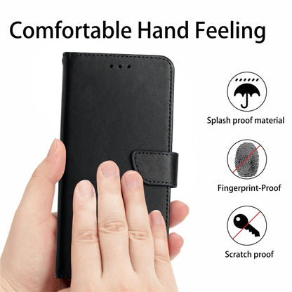 For TCL 40 SE Genuine Leather Fingerprint-proof Flip Phone Case(Black) - More Brand by buy2fix | Online Shopping UK | buy2fix