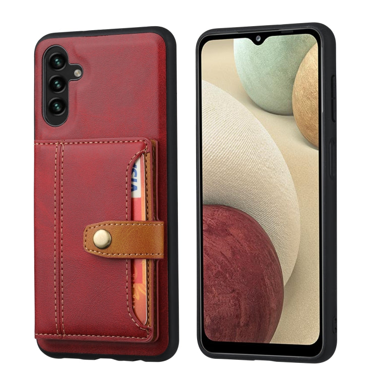 For Samsung Galaxy A14 5G Calfskin Card Slot TPU + PU Phone Case(Red) - Galaxy Phone Cases by buy2fix | Online Shopping UK | buy2fix