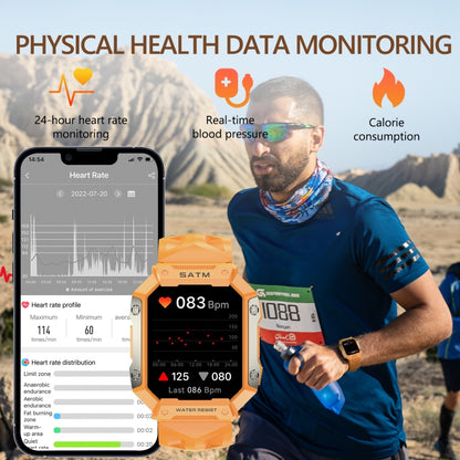 PG333 1.91 inch Waterproof Smart Sports Watch Support Heart Rate Monitoring / Blood Pressure Monitoring(Orange) - Smart Wear by buy2fix | Online Shopping UK | buy2fix