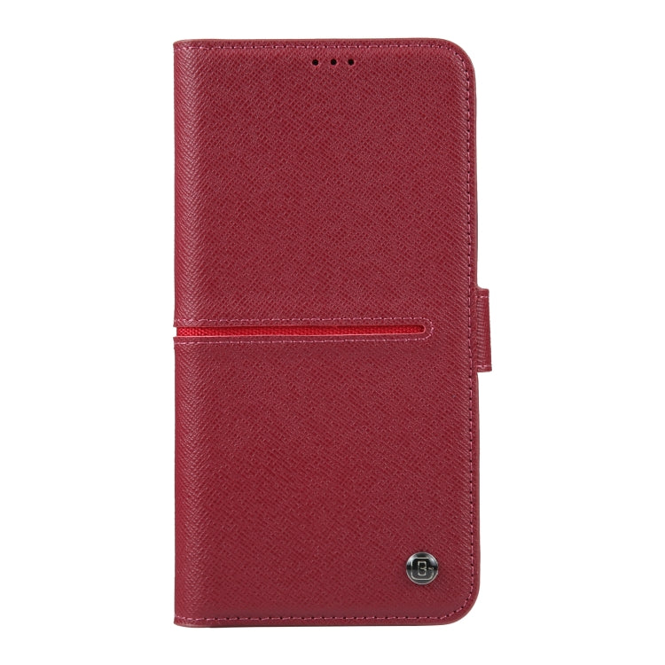 For iPhone 14 Plus GEBEI Top-grain Horizontal Flip Leather Phone Case(Wine Red) - iPhone 14 Plus Cases by GEBEI | Online Shopping UK | buy2fix