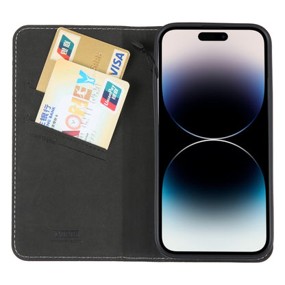 For iPhone 14 Pro Max GEBEI Top-grain Horizontal Flip Leather Phone Case(Black) - iPhone 14 Pro Max Cases by GEBEI | Online Shopping UK | buy2fix