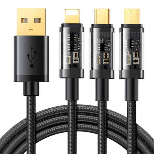 JOYROOM S-1T3015A5 1.2m 3.5A 3 in 1 USB to 8Pin + Type-C + Micro USB Fast Charging Data Cable(Black) - Multifunction Cable by JOYROOM | Online Shopping UK | buy2fix
