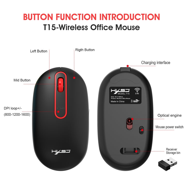 HXSJ T15 2.4GHz 4 Keys Wireless Mute Mouse(White) - Wireless Mice by HXSJ | Online Shopping UK | buy2fix