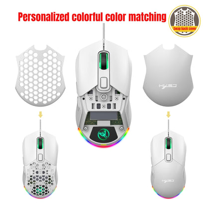 HXSJ X300 7200DPI RGB Backlight Interchangeable Back Cover Hole Gaming Wired Mouse(White) -  by HXSJ | Online Shopping UK | buy2fix