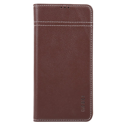 For Samsung Galaxy S23 5G GEBEI Top-grain Horizontal Flip Leather Phone Case(Brown) - Galaxy S23 5G Cases by GEBEI | Online Shopping UK | buy2fix