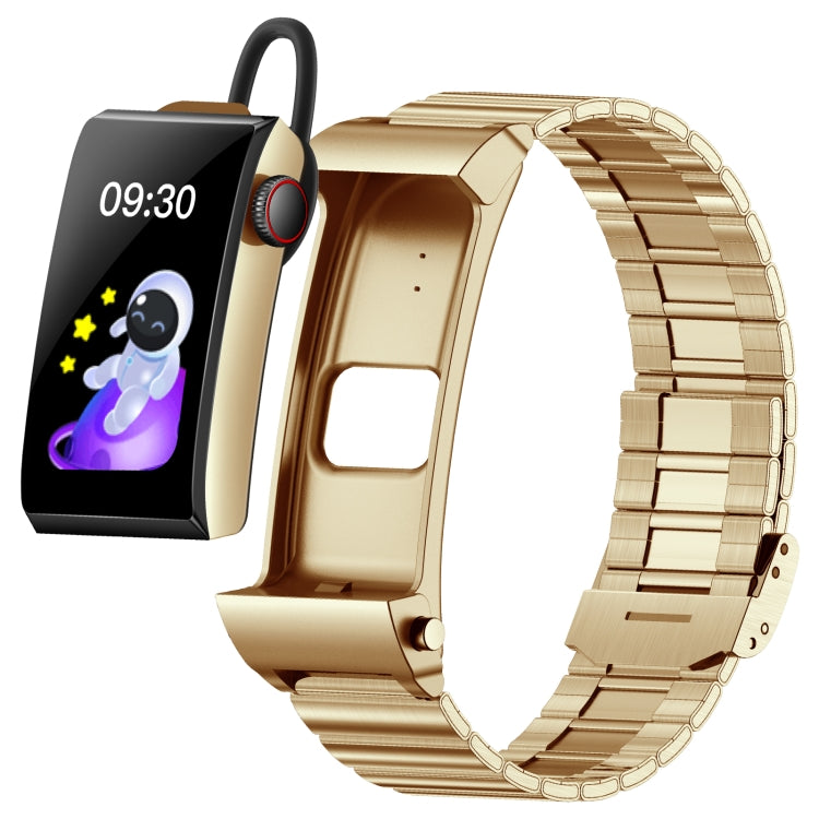 M6 1.5 inch Steel Band Earphone Detachable IP68 Waterproof Smart Watch Support Bluetooth Call(Gold) - Smart Wear by buy2fix | Online Shopping UK | buy2fix