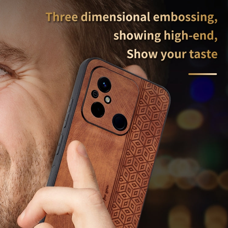 For Xiaomi Poco C55 / Redmi 12C / 11A AZNS 3D Embossed Skin Feel Phone Case(Brown) - Xiaomi Cases by AZNS | Online Shopping UK | buy2fix