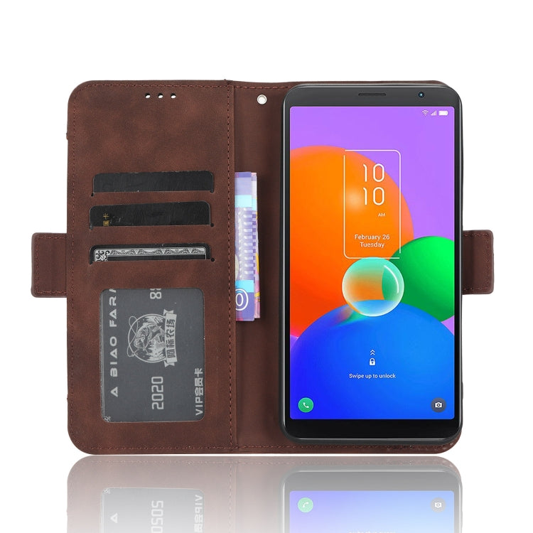 For TCL 403 Skin Feel Calf Texture Card Slots Leather Phone Case(Brown) - More Brand by buy2fix | Online Shopping UK | buy2fix