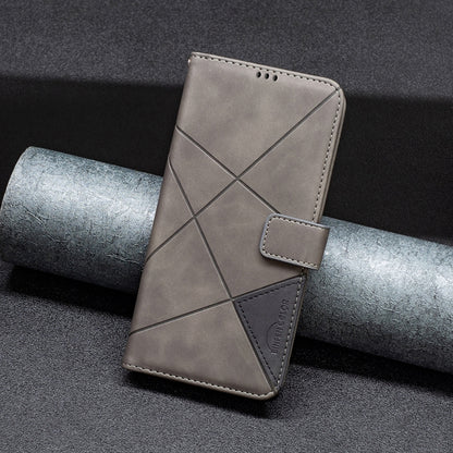 For Xiaomi Redmi Note 12 4G Global Magnetic Buckle Rhombus Texture Leather Phone Case(Grey) - Note 12 Cases by buy2fix | Online Shopping UK | buy2fix