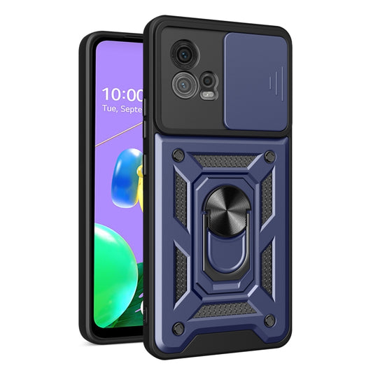 For Motorola Moto G72 Sliding Camera Cover Design TPU+PC Phone Case(Blue) - Motorola Cases by buy2fix | Online Shopping UK | buy2fix