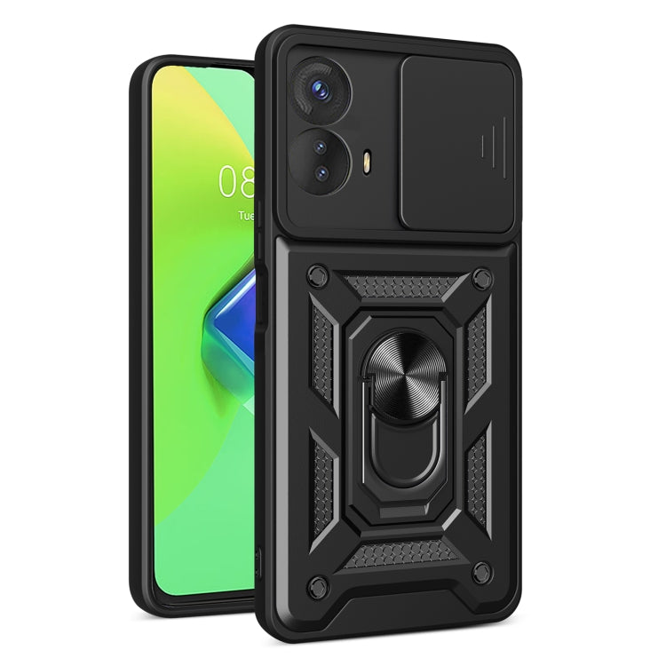 For Motorola Moto G73 5G Sliding Camera Cover Design TPU+PC Phone Case(Black) - Motorola Cases by buy2fix | Online Shopping UK | buy2fix