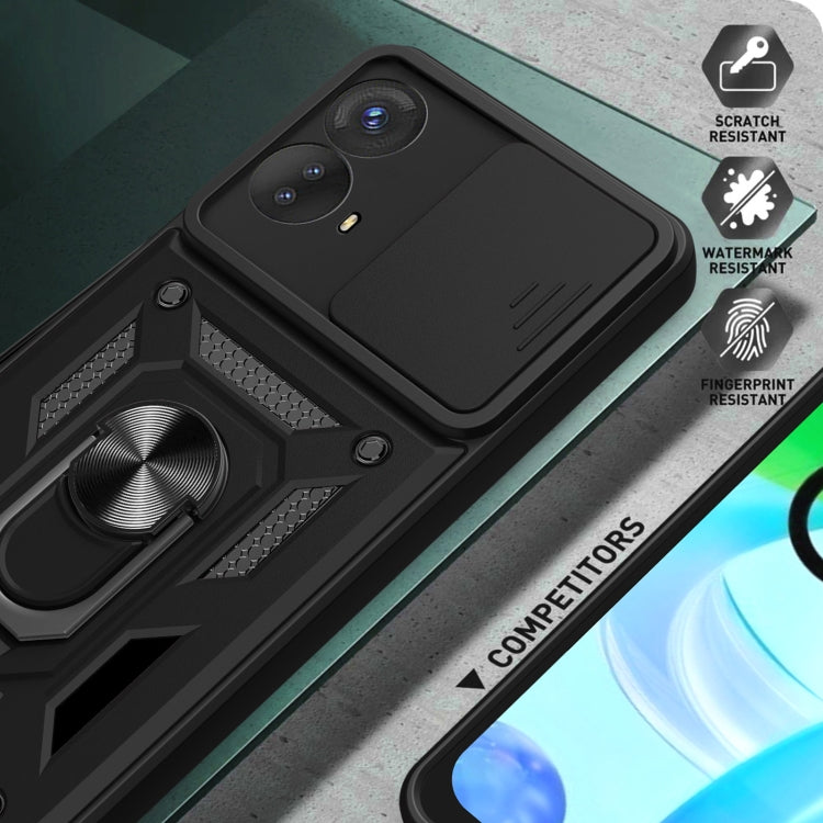 For Motorola Moto G73 5G Sliding Camera Cover Design TPU+PC Phone Case(Gold) - Motorola Cases by buy2fix | Online Shopping UK | buy2fix