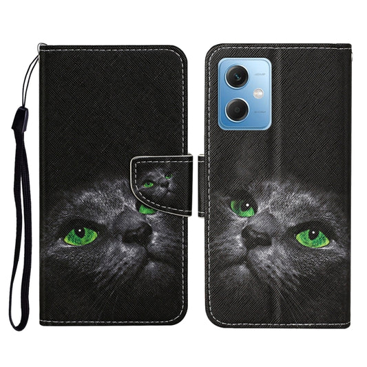 For Xiaomi Redmi Note 12 5G Global/Poco X5 Colored Drawing Pattern Flip Leather Phone Case(Black Cat) - Note 12 Cases by buy2fix | Online Shopping UK | buy2fix