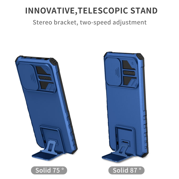 For Xiaomi Redmi Note 12 Pro 5G / Poco X5 Pro Stereoscopic Holder Sliding Camshield Phone Case(Blue) - Note 12 Pro Cases by buy2fix | Online Shopping UK | buy2fix