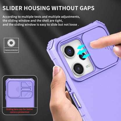 For Xiaomi Redmi Note 12 Pro 5G / Poco X5 Pro Stereoscopic Holder Sliding Camshield Phone Case(Purple) - Note 12 Pro Cases by buy2fix | Online Shopping UK | buy2fix