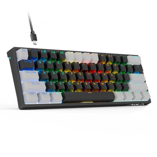 AULA F3261 Type-C Wired Hot Swappable 61 Keys RGB Mechanical Keyboard(Grey Black Green Shaft) -  by AULA | Online Shopping UK | buy2fix