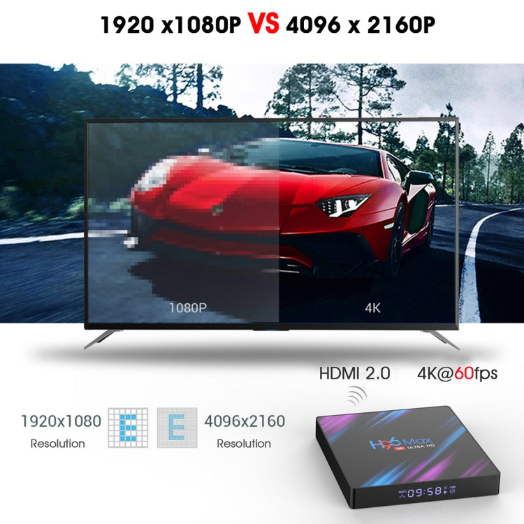 H96 Max-3318 4K Ultra HD Android TV Box with Remote Controller, Android 10.0, RK3318 Quad-Core 64bit Cortex-A53, 2GB+16GB, Support TF Card / USBx2 / AV / Ethernet, Plug Specification:EU Plug - Consumer Electronics by buy2fix | Online Shopping UK | buy2fix