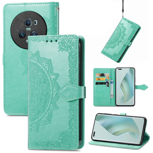 For Honor Magic5 Pro Mandala Flower Embossed Leather Phone Case(Green) - Honor Cases by buy2fix | Online Shopping UK | buy2fix