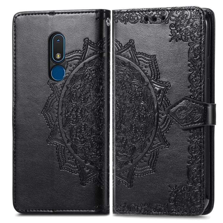 For Nokia C3 Mandala Flower Embossed Leather Phone Case(Black) - Nokia Cases by buy2fix | Online Shopping UK | buy2fix