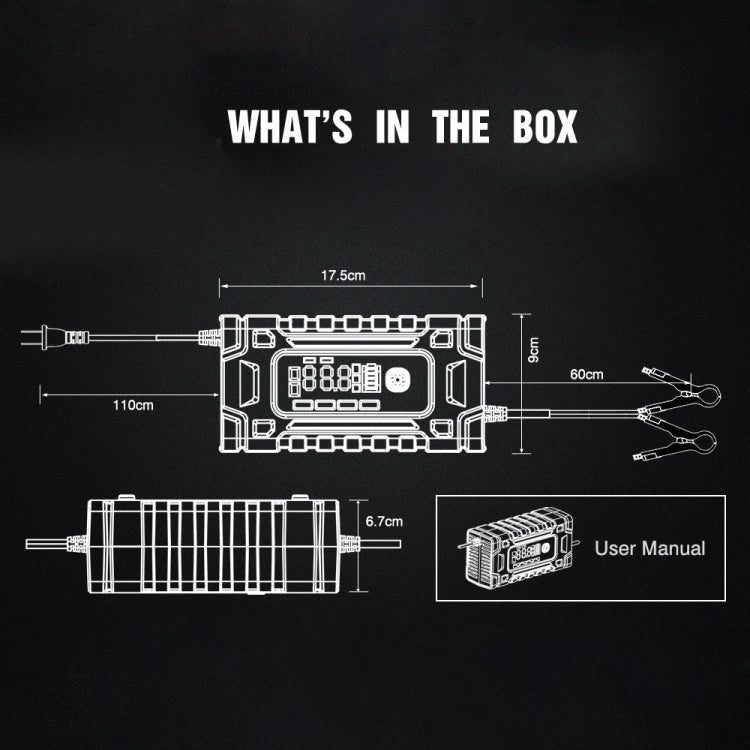 FOXSUR 12V / 24V / 10A Car / Motorcycle Battery Smart Repair Lead-acid Battery Charger, Plug Type:UK Plug - In Car by FOXSUR | Online Shopping UK | buy2fix