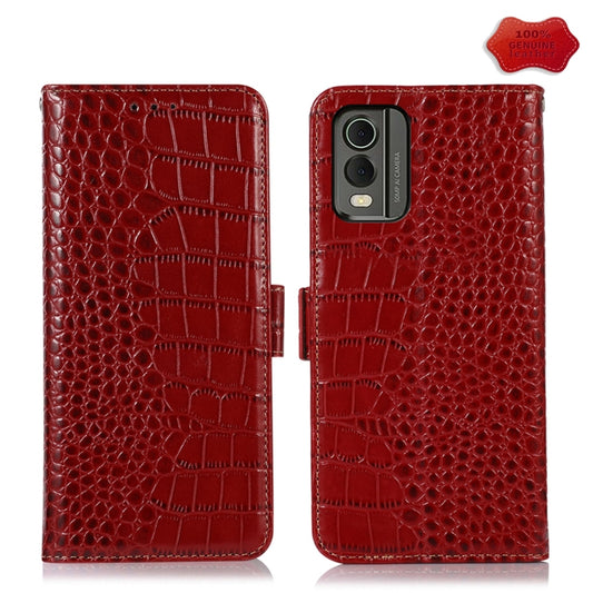 For Nokia C32 4G Crocodile Top Layer Cowhide Leather Phone Case(Red) - Nokia Cases by buy2fix | Online Shopping UK | buy2fix