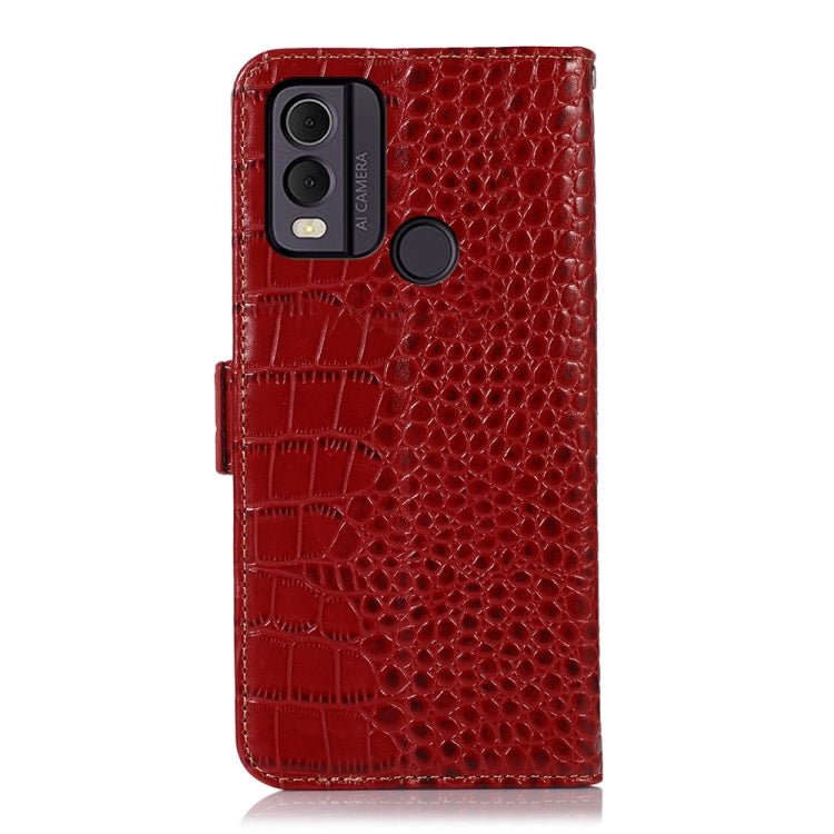 For Nokia C22 4G Crocodile Top Layer Cowhide Leather Phone Case(Red) - Nokia Cases by buy2fix | Online Shopping UK | buy2fix