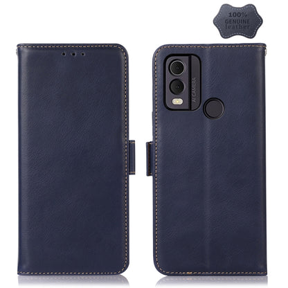 For Nokia C22 4G Crazy Horse Top Layer Cowhide Leather Phone Case(Blue) - Nokia Cases by buy2fix | Online Shopping UK | buy2fix
