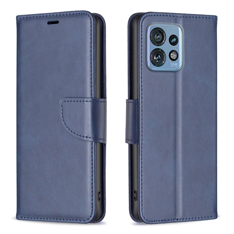 For Motorola Edge 40 Pro 5G / Moto X40 / X40 Pro Lambskin Texture Pure Color Flip Leather Phone Case(Blue) - Motorola Cases by buy2fix | Online Shopping UK | buy2fix