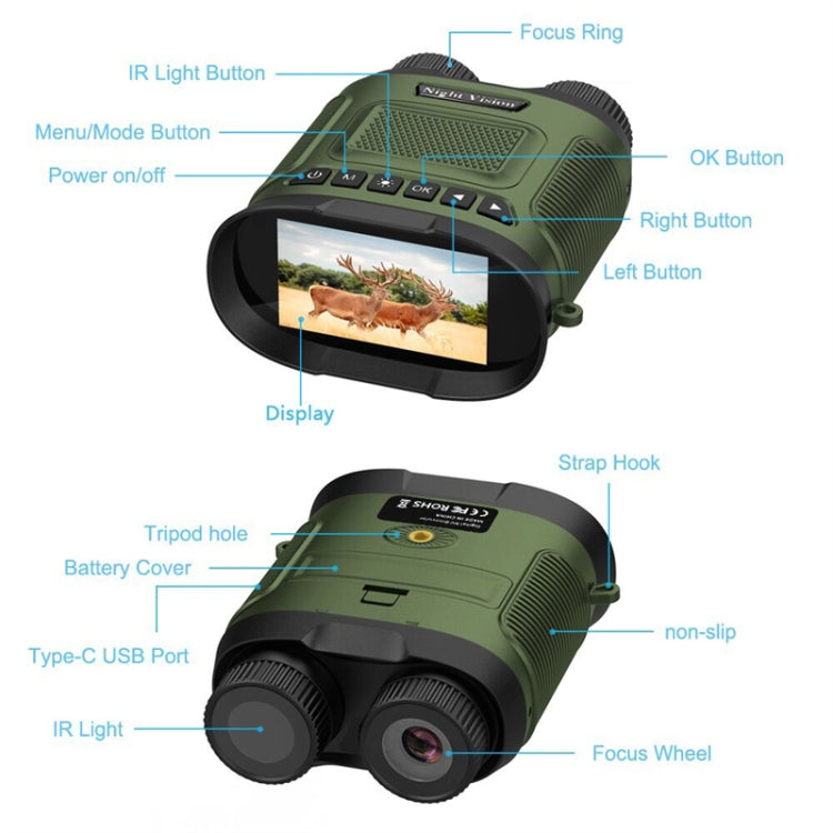 DT29 3 inch IPS Screen Binoculars Digital Binoculars Night Vision(Green) - Binoculars by buy2fix | Online Shopping UK | buy2fix